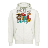 Oatmeal Heather baseball it's a girl thing Zipper Hoodie - HRA Design Shop