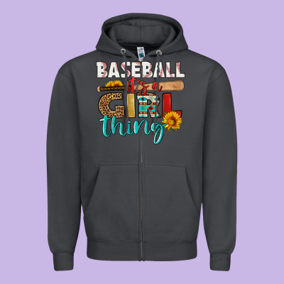 Baseball It's A Girl Thing Zipper Hoodie Designed By Hra Design Shop