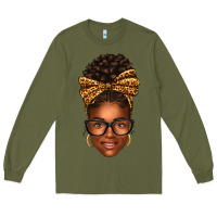 Army Green afro woman messy bun Long Sleeve Tee - texasbilliewilder