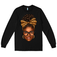 Black afro woman messy bun Long Sleeve Tee - texasbilliewilder