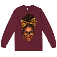 Burgundy afro woman messy bun Long Sleeve Tee - texasbilliewilder
