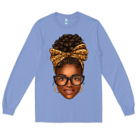 Colony Blue afro woman messy bun Long Sleeve Tee - texasbilliewilder