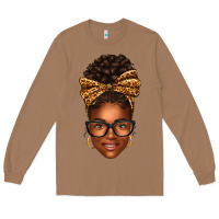 Afro Woman Messy Bun Long Sleeve Tee | Teevron