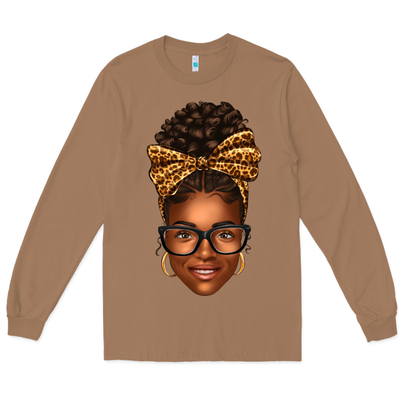 Afro Woman Messy Bun Long Sleeve Tee by texasbilliewilder | Teevron