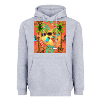 Heather Grey summer slipper and cocktail seamless pattern Heavyweight Hoodie - BundleAndBundleShop