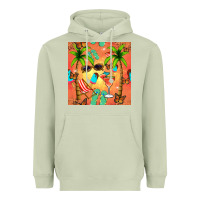Matcha summer slipper and cocktail seamless pattern Heavyweight Hoodie - BundleAndBundleShop