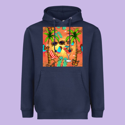 Summer Slipper And Cocktail Seamless Pattern Heavyweight Hoodie Designed By Bundleandbundleshop
