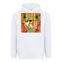 White summer slipper and cocktail seamless pattern Heavyweight Hoodie - BundleAndBundleShop