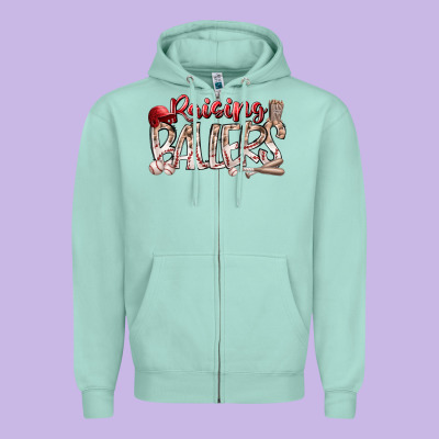 Raising Ballers Zipper Hoodie Designed By Racoondesign