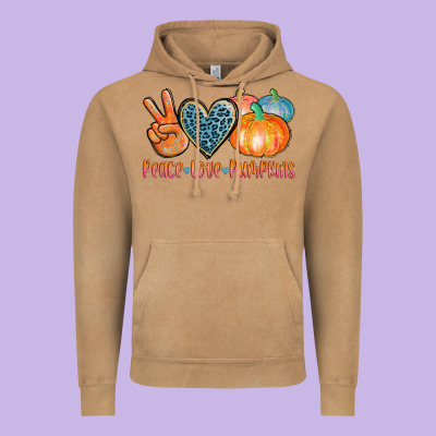 Peace Love Pumpkins Vintage Hoodie Designed By Adodesignshop