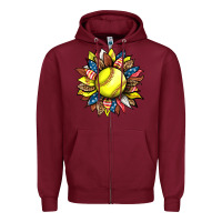 Burgundy softball sunflower Zipper Hoodie - HRA Design Shop