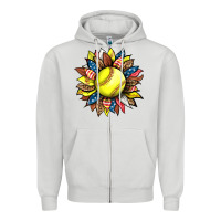 Dove Grey softball sunflower Zipper Hoodie - HRA Design Shop