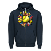 Navy softball sunflower Zipper Hoodie - HRA Design Shop