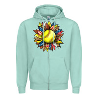 Seafoam softball sunflower Zipper Hoodie - HRA Design Shop