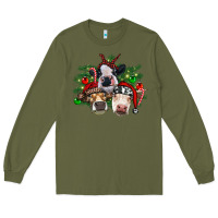 Army Green christmas cows with tree Long Sleeve Tee - RanaPortraitStore