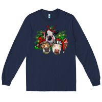 Navy christmas cows with tree Long Sleeve Tee - RanaPortraitStore