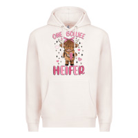 Pale Pink one boujee heifer Premium Hoodie - MaliasSmallBusiness