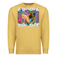 Antique Gold easter farm chicken chick rooster daisys butterfly sunflower eggs glit Premium Sweatshirt - Artiststas