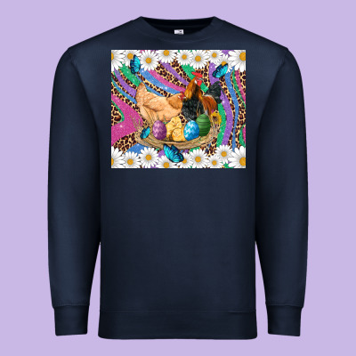 Easter Farm Chicken Chick Rooster Daisys Butterfly Sunflower Eggs Glit Premium Sweatshirt Designed By Artiststas