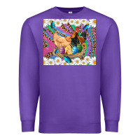 Purple easter farm chicken chick rooster daisys butterfly sunflower eggs glit Premium Sweatshirt - Artiststas