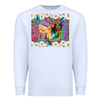 White easter farm chicken chick rooster daisys butterfly sunflower eggs glit Premium Sweatshirt - Artiststas
