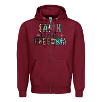 Burgundy faith family freedom Zipper Hoodie - CowhideDigitalArt