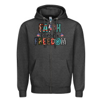 Charcoal Heather faith family freedom Zipper Hoodie - CowhideDigitalArt