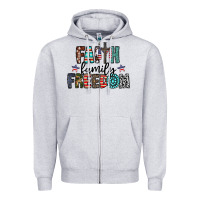 Heather Grey faith family freedom Zipper Hoodie - CowhideDigitalArt