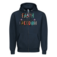 Navy faith family freedom Zipper Hoodie - CowhideDigitalArt