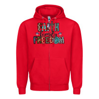 Red faith family freedom Zipper Hoodie - CowhideDigitalArt