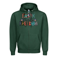 Sports Green faith family freedom Zipper Hoodie - CowhideDigitalArt