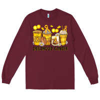Burgundy childhood cancer coffee cups Long Sleeve Tee - Zillion Design Studio