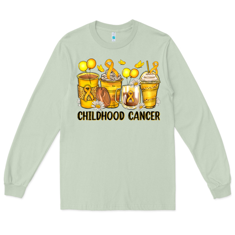 Childhood Cancer Coffee Cups Long Sleeve Tee by Zillion Design Studio | Teevron