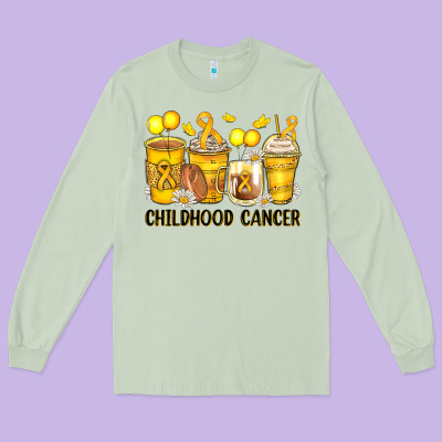 Childhood Cancer Coffee Cups Long Sleeve Tee Designed By Zillion Design Studio