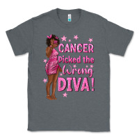 Charcoal Heather Cancer Picked The Wrong Diva with Black Woman Classic Tee - texasbilliewilder