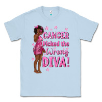 Dusty Blue Cancer Picked The Wrong Diva with Black Woman Classic Tee - texasbilliewilder
