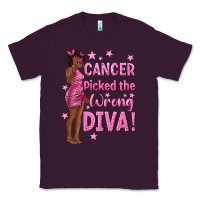 Plum Cancer Picked The Wrong Diva with Black Woman Classic Tee - texasbilliewilder