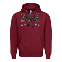 Burgundy happy memorial day Zipper Hoodie - CowhideDigitalArt