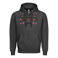 Charcoal Heather happy memorial day Zipper Hoodie - CowhideDigitalArt