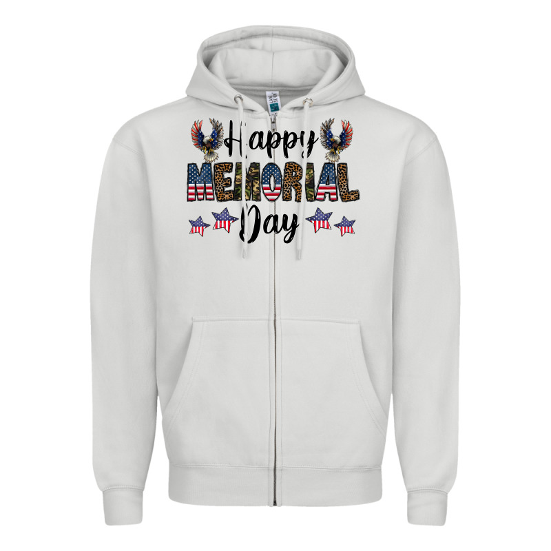 Happy Memorial Day Zipper Hoodie by CowhideDigitalArt | Teevron