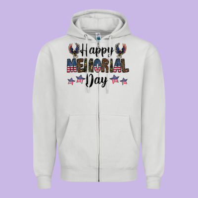Happy Memorial Day Zipper Hoodie Designed By Cowhidedigitalart