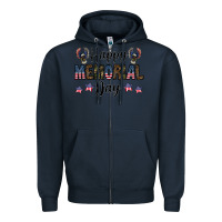 Navy happy memorial day Zipper Hoodie - CowhideDigitalArt