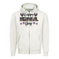 Oatmeal Heather happy memorial day Zipper Hoodie - CowhideDigitalArt