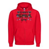 Red happy memorial day Zipper Hoodie - CowhideDigitalArt