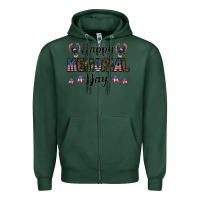 Sports Green happy memorial day Zipper Hoodie - CowhideDigitalArt