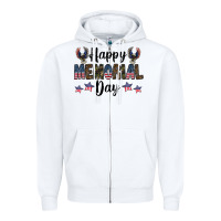 White happy memorial day Zipper Hoodie - CowhideDigitalArt