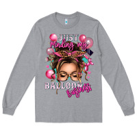 Heather Grey just minding my balloon business messy bun Long Sleeve Tee - texasbilliewilder