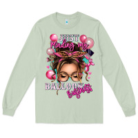 Matcha just minding my balloon business messy bun Long Sleeve Tee - texasbilliewilder