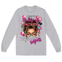 Moon Dust just minding my balloon business messy bun Long Sleeve Tee - texasbilliewilder