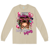 Mushroom just minding my balloon business messy bun Long Sleeve Tee - texasbilliewilder